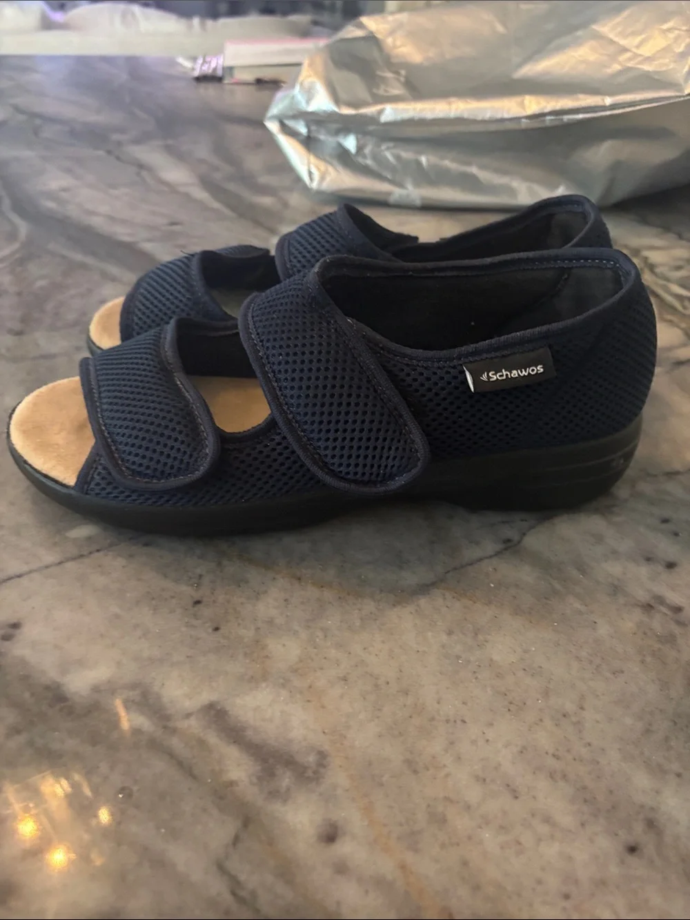 Schawos Navy Mesh Velcro Sandals Size 11